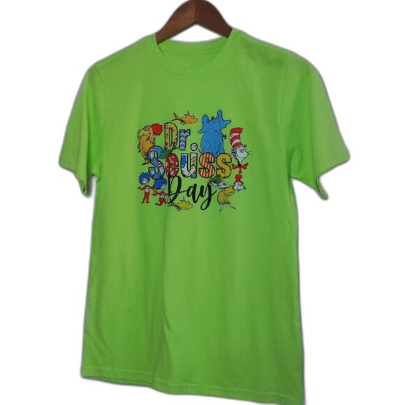 Dr. Seuss Day Neon Green Graphic Unisex Young Adults Teen Shirt NWOT XXL - Picture 3 of 16
